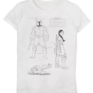 3/$15 Girls XL (14/16) Star Wars Book Of Boba Fett Line Art Graphic Tee